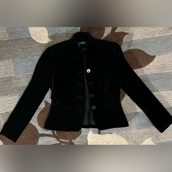 Lauren Ralph Lauren “Fall Classic” Black Velvet blazer button Front Shawl Collar - Picture 3 of 9